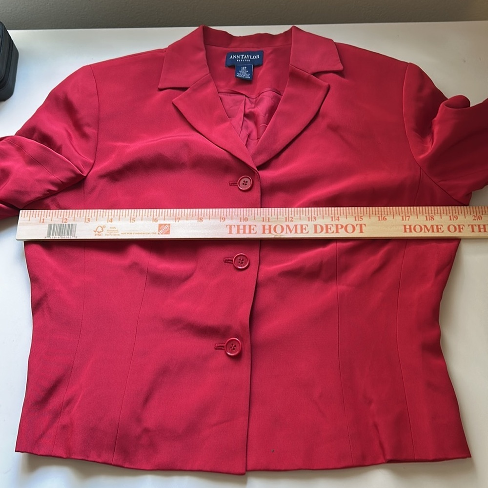 SILK ANN TAYLOR Red Blazer - Picture 6 of 7